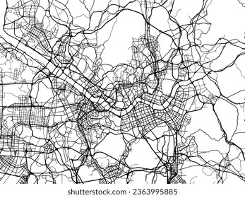 Vector city map of Greater Seoul in the South Korea with black roads isolated on a white background.