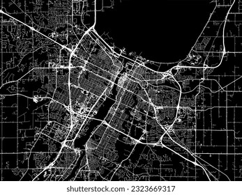 Vector city map of Green Bay Wisconsin in the United States of America with white roads isolated on a black background.