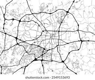 Mapa de la ciudad de Vector de Greensboro Carolina del Norte en los Estados Unidos de América con carreteras negras aisladas sobre un fondo blanco.