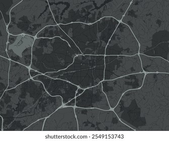 Mapa de la ciudad de Vector de Greensboro Carolina del Norte en los Estados Unidos de América con carreteras blancas aisladas sobre un fondo gris.