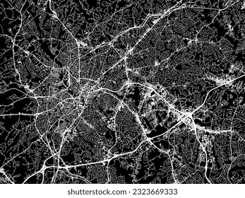 Vector city map of Greenville South Carolina in the United States of America with white roads isolated on a black background.