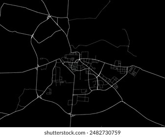 Vector city map of Greifswald in the Germany with white roads isolated on a black background.