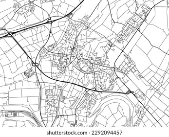 Vector city map of Grevenbroich in the Germany with black roads isolated on a white background.