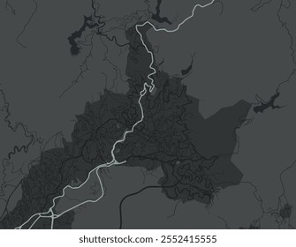 Vector city map of Guanajuato in Mexico with white roads isolated on a grey background.