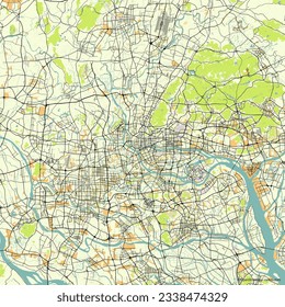 Mapa de la ciudad vectorial de Guangzhou China