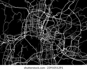 Vector city map of Guiyang in People's Republic of China (PRC) with white roads isolated on a black background.
