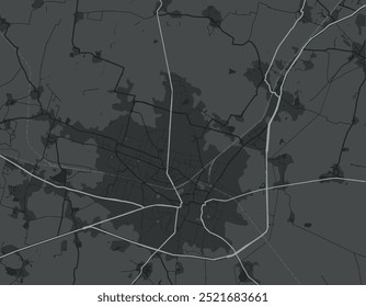 Vector city map of Guntur in the Republic of India with white roads isolated on a grey background.