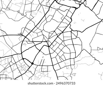 Vector city map of Gurgaon in the Republic of India with black roads isolated on a white background.