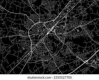 Vector city map of Gutersloh in Germany with white roads isolated on a black background.