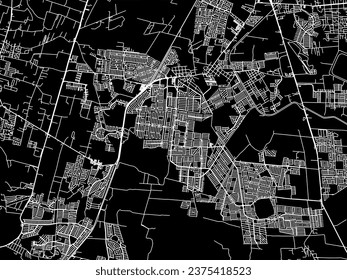 Vector city map of Hacienda Santa Fe in Mexico with white roads isolated on a black background.