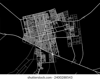 Vector city map of Hafar Al-Batin in Brazil with white roads isolated on a black background.