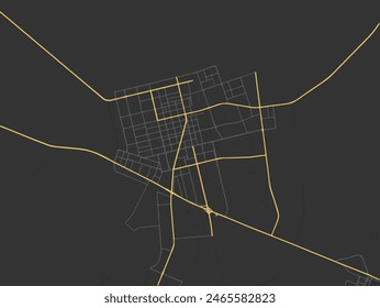 Vector city map of Hafar Al-Batin in the Kingdom of Saudi Arabia with yellow roads isolated on a brown background.