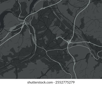 Mapa Vector de la ciudad de Hagen en Alemania con carreteras blancas aisladas sobre un fondo gris.