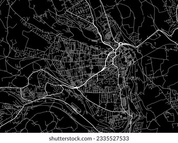 Vector city map of Halifax in the United Kingdom with white roads isolated on a black background.