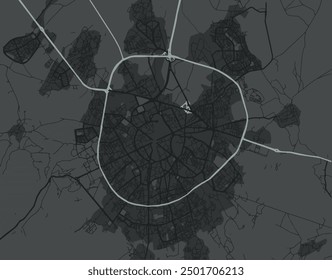 Vector city map of Hamadan in Iran with white roads isolated on a grey background.