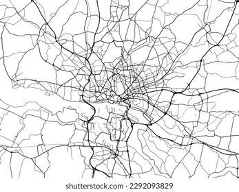 Vector city map of Hamburg Metropole in the Germany with black roads isolated on a white background.