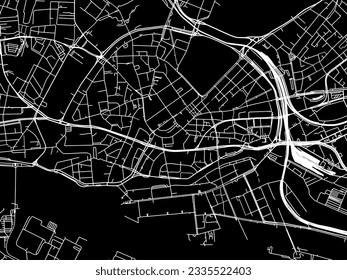 Mapa de la ciudad vectorial de Hamburgo Zentrum en Alemania con carreteras blancas aisladas en un fondo negro.