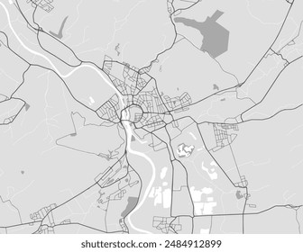 Vector city map of Hameln in Germany with black roads isolated on a grey background.