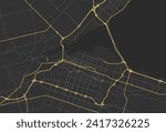 Vector city map of Hamilton Ontario in Canada with yellow roads isolated on a brown background.