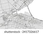 Vector city map of Hamilton Ontario in Canada with black roads isolated on a grey background.