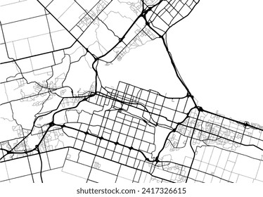 Vector city map of Hamilton Ontario in Canada with black roads isolated on a white background.