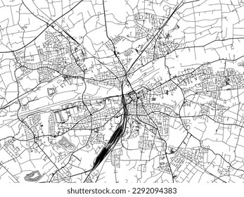 Vector city map of Hamm in the Germany with black roads isolated on a white background.
