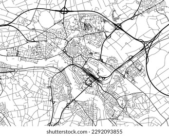 Vector city map of Hanau in the Germany with black roads isolated on a white background.