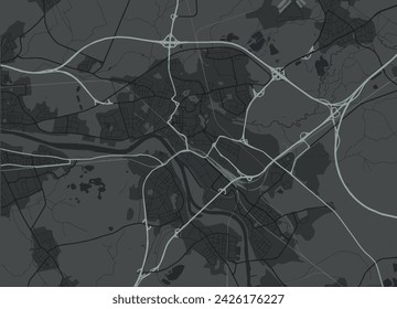 Vector city map of Hanau in Germany with white roads isolated on a grey background.