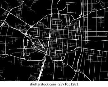 Vector city map of Handan in People's Republic of China (PRC) with white roads isolated on a black background.