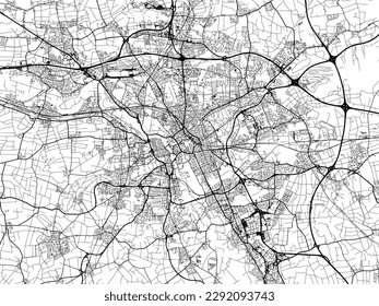 Vector city map of Hannover in the Germany with black roads isolated on a white background.