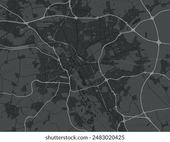 Vector city map of Hannover in the Germany with white roads isolated on a grey background.