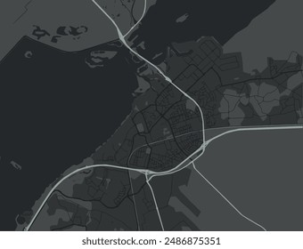 Vector city map of Harderwijk in the Netherlands with white roads isolated on a grey background.