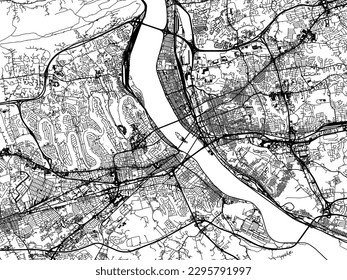 Vector city map of Harrisburgh Pennsylvania in the United States of America with black roads isolated on a white background.