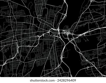 Vector city map of Hartford Connecticut in the United States of America with white roads isolated on a black background