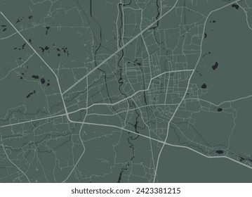 Vector city map of Hat Yai in Thailand with white roads isolated on a green background.