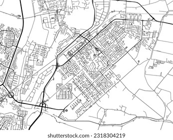 Vector city map of Heerhugowaard in the Netherlands with black roads isolated on a white background.