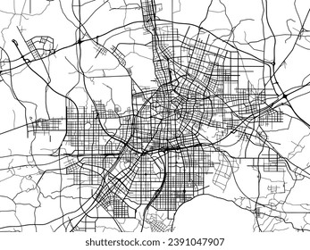 Vector city map of Hefei in the People's Republic of China (PRC) with black roads isolated on a white background.