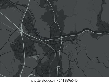 Vector city map of Heidelberg in Germany with white roads isolated on a grey background.