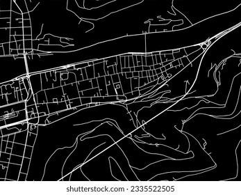 Vector city map of Heidelberg Zentrum in Germany with white roads isolated on a black background.