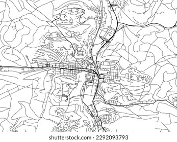 Vector city map of Heidenheim an der Brenz in the Germany with black roads isolated on a white background.