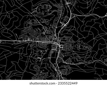 Vector city map of Heidenheim an der Brenz in Germany with white roads isolated on a black background.