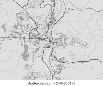 Vector city map of Heidenheim an der Brenz in Germany with black roads isolated on a grey background.