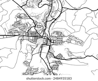 Vector city map of Heidenheim an der Brenz in Germany with black roads isolated on a white background.