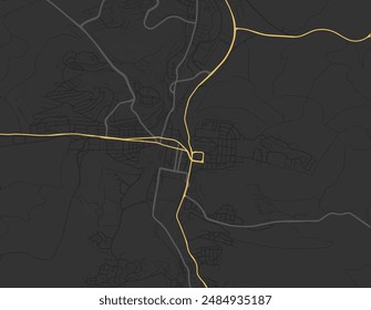 Vector city map of Heidenheim an der Brenz in Germany with yellow roads isolated on a brown background.