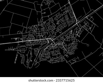Vector city map of Hellevoetsluis in the Netherlands with white roads isolated on a black background.