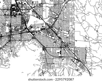 Vector city map of Henderson Nevada in the United States of America with black roads isolated on a white background.