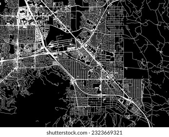 Vector city map of Henderson Nevada in the United States of America with white roads isolated on a black background.