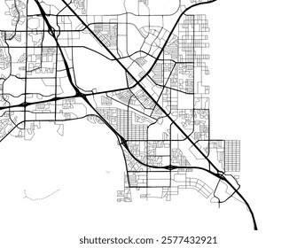 Vector city map of Henderson Nevada in the United States of America with black roads isolated on a white background