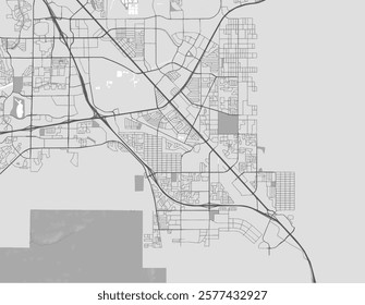 Vector city map of Henderson Nevada in the United States of America with black roads isolated on a grey background.