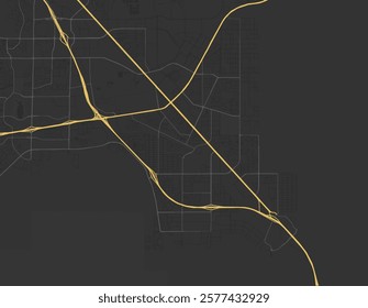 Vector city map of Henderson Nevada in the United States of America with yellow roads isolated on a brown background